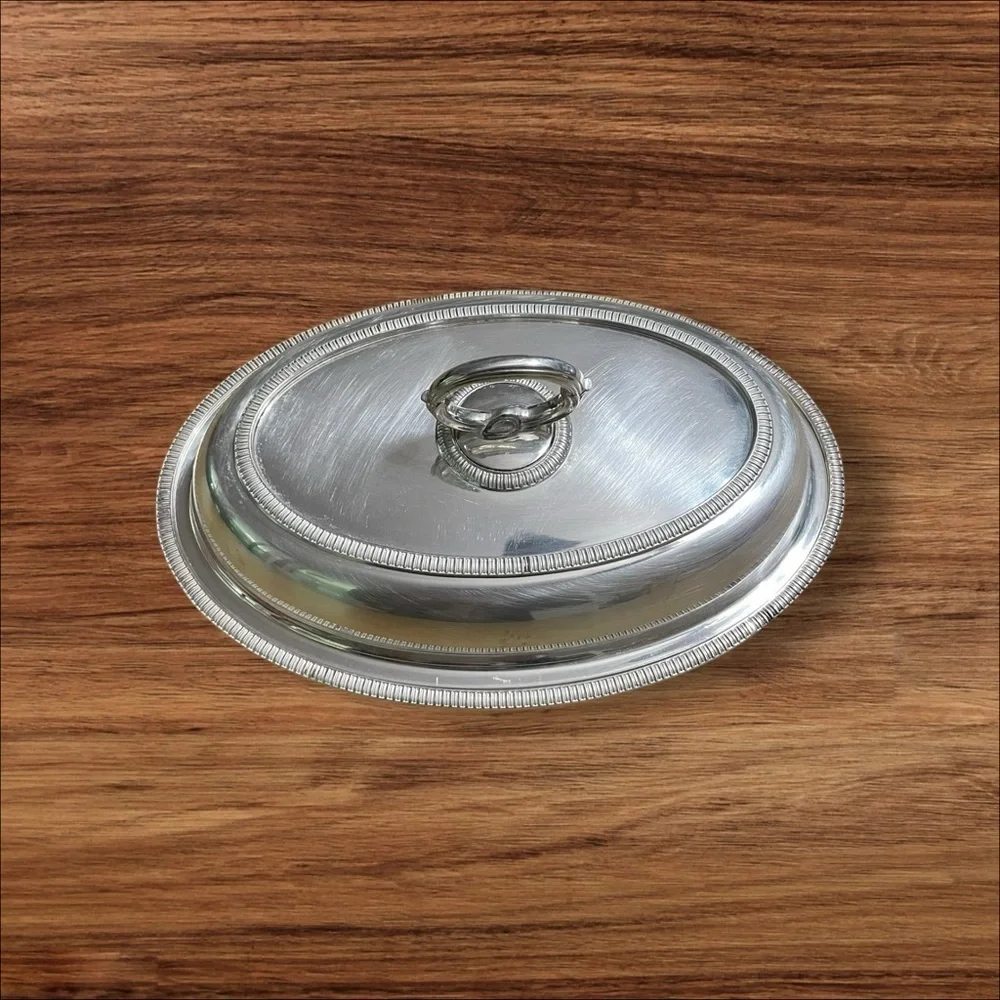 Vintage EPNS Silver Plated Covered Serving Dish England Oval Buffet Server